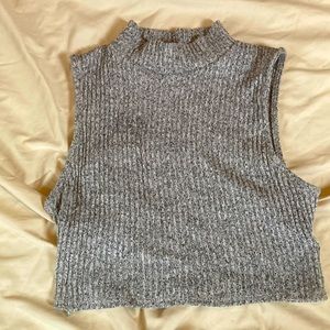 Grey turtleneck crop top